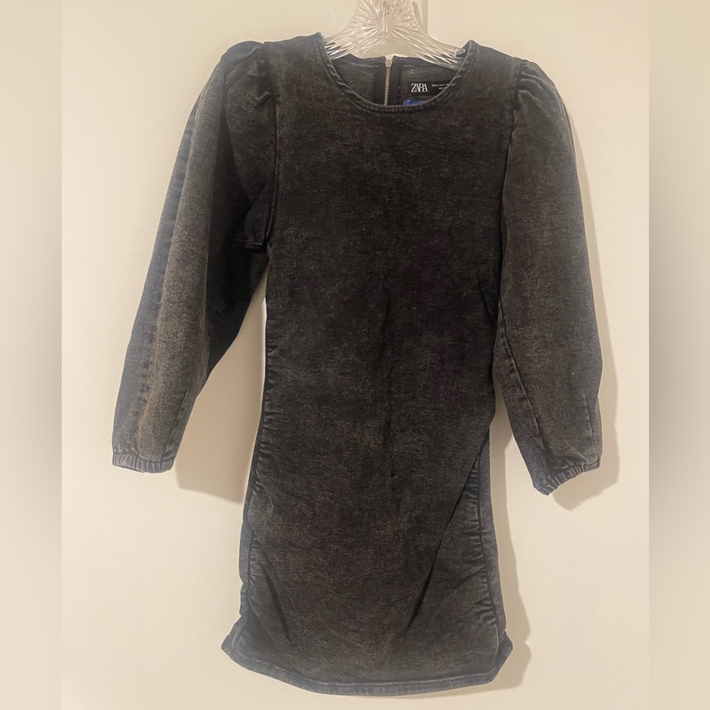 Zara 80’s Inspired Charcoal Denim Mini Dress